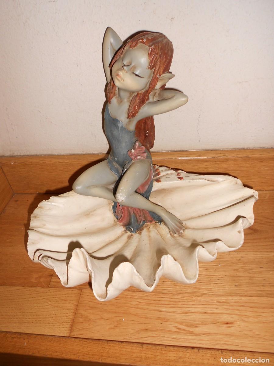 Arte: FIGURA ELFO con CONCHA / CHICA ELFO SENTADA en una CONCHA - DISPONGO de mas FIGURAS - 1&euro;y+
