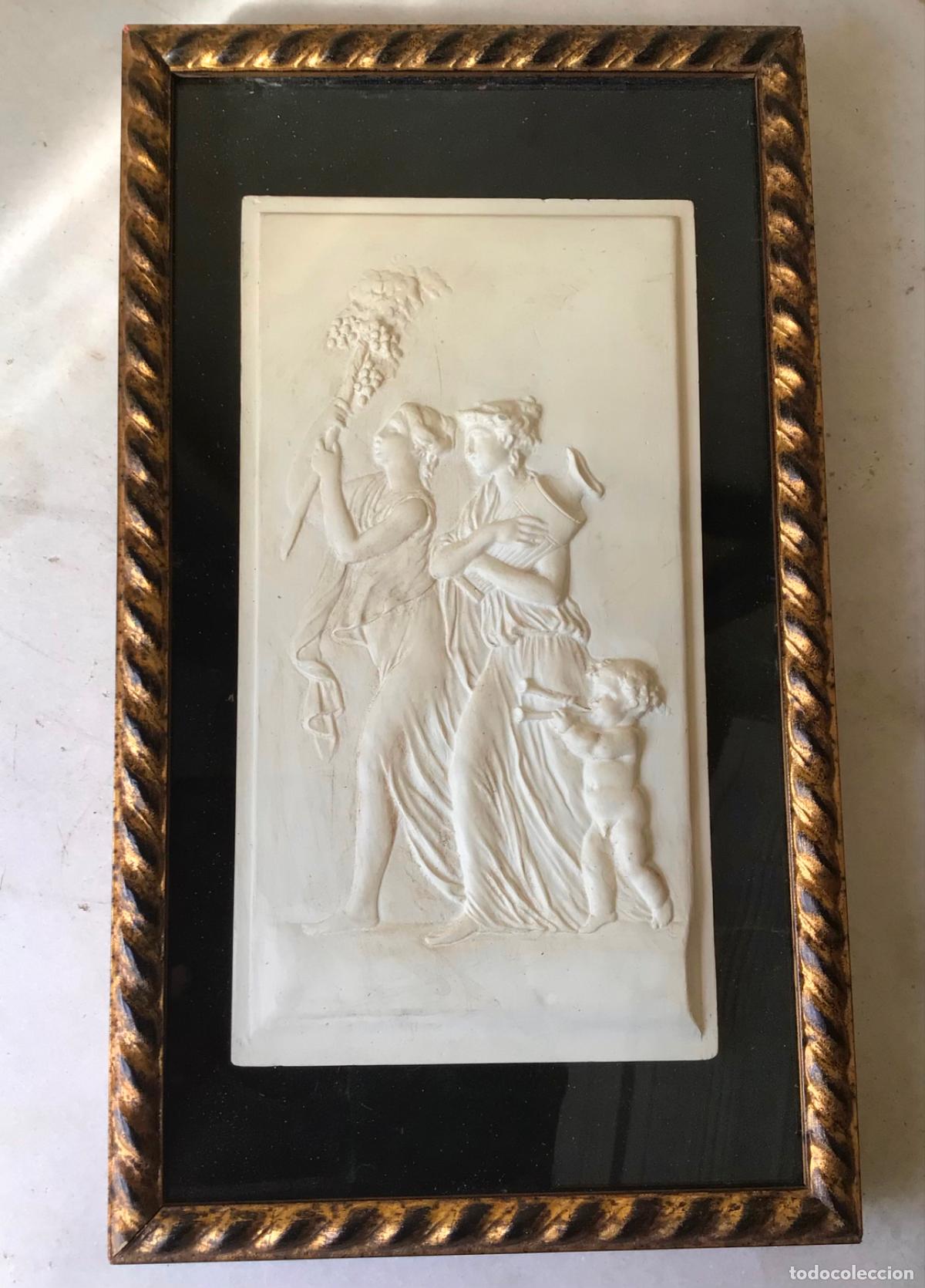 Arte: MARAVILLOSO RELIEVE CLASICO , ESCENA OFRENDA A DIOSES GRIEGOS SIGLO 19 - ENMARCADO