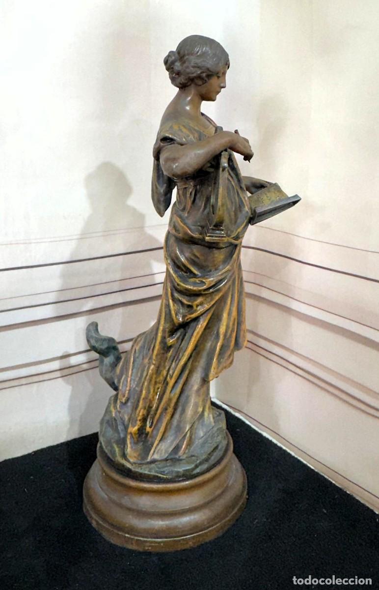 Arte: Escultura figura de calamina francesa P.S XX titulada &rdquo;Improvisation Musicale&rdquo; por el artista Causse
