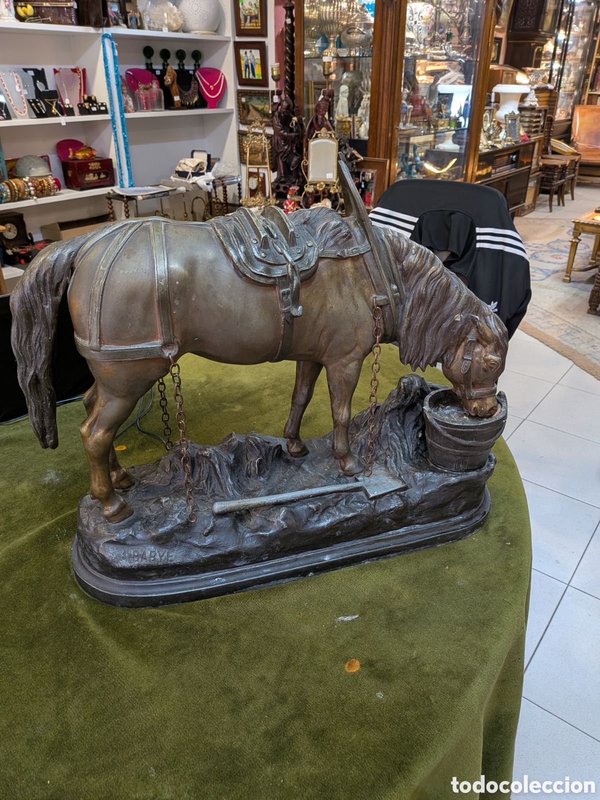 Arte: Escultura en calamina, figura de caballo. A. Barye. REF-453/2