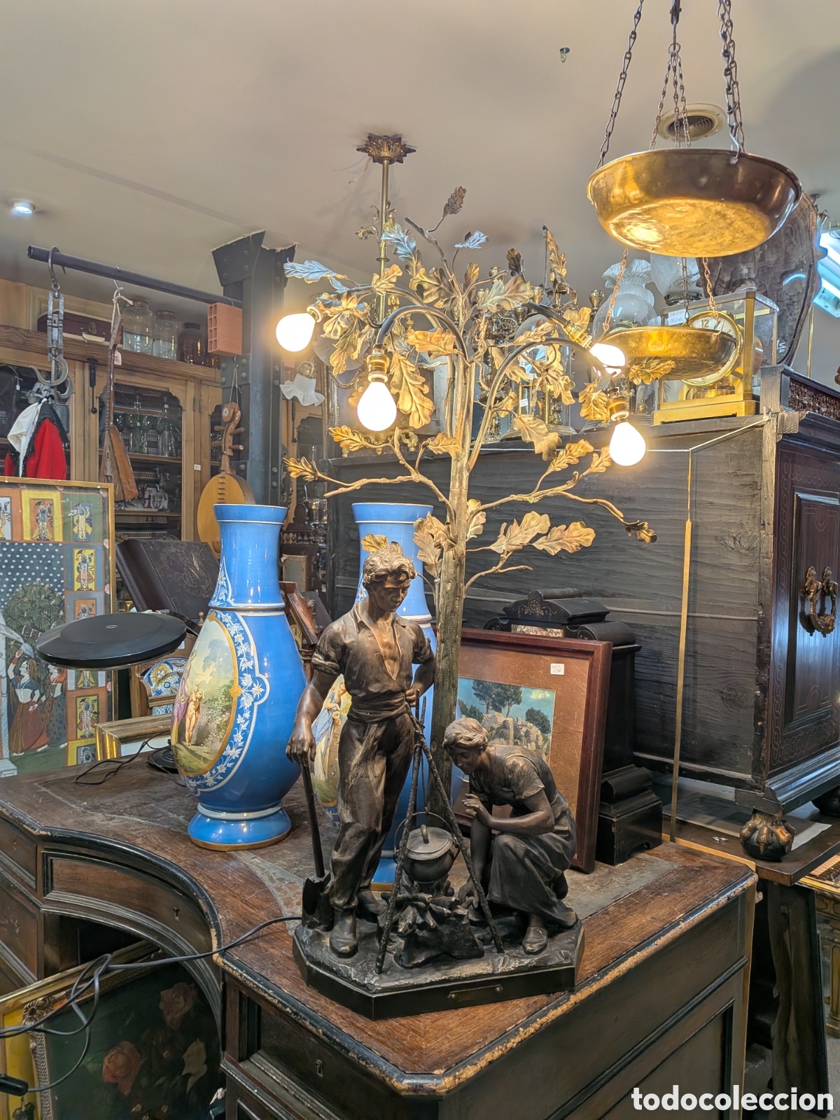 Arte: Escultura en calamina, lampara Art Nouveau, J.Causse. REF-453/3