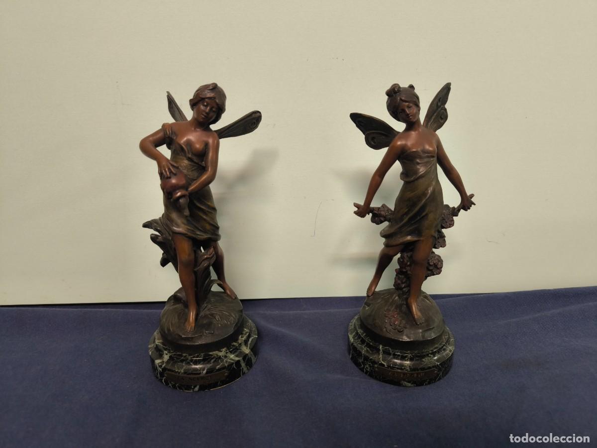 Arte: PAREJA DE ESCULTURA ART NOUVEAU EPOCA 1900