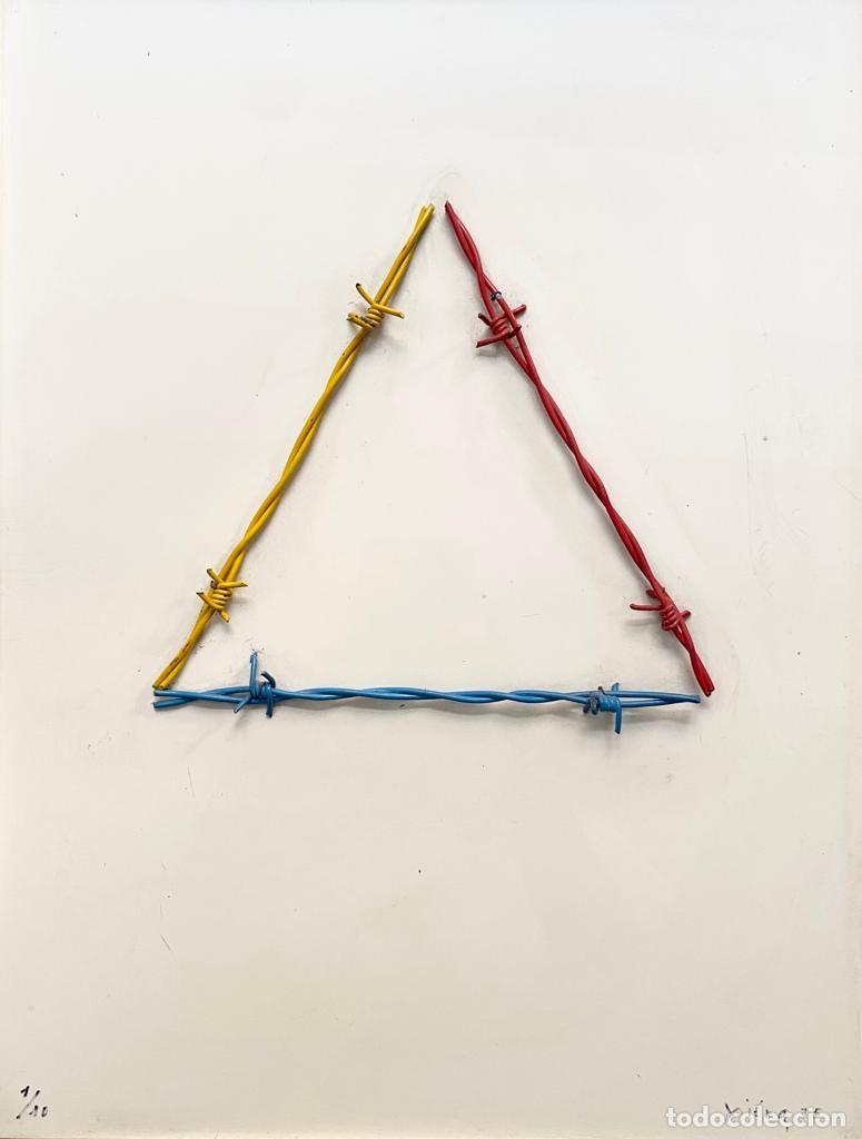 Arte: Jaume Xifra, tri&aacute;ngulo de alambre, 1975, arte conceptual, poema objeto, tiraje 1/10, firmado.