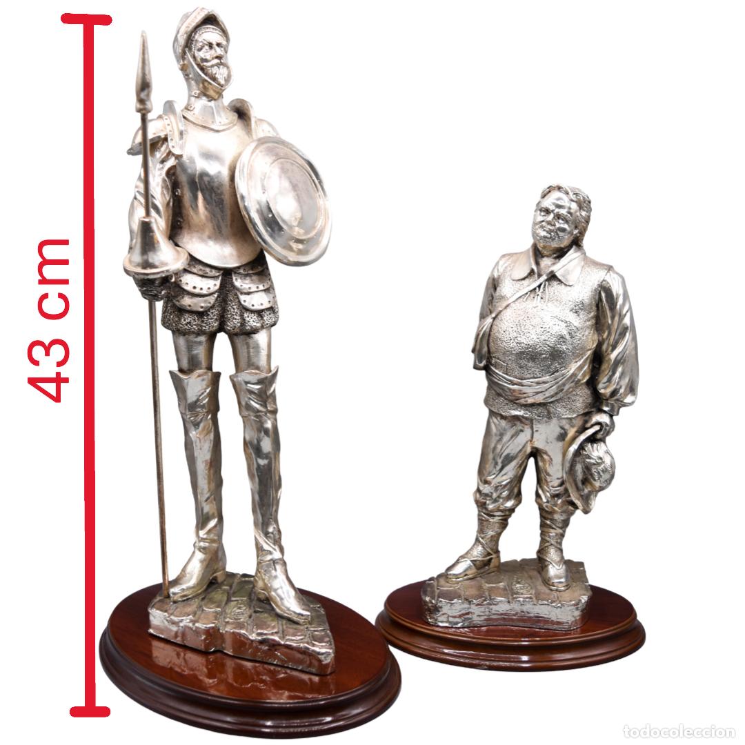 Arte: Escultura - Don Quijote y Sancho - Gran tama&ntilde;o - 43 cm
