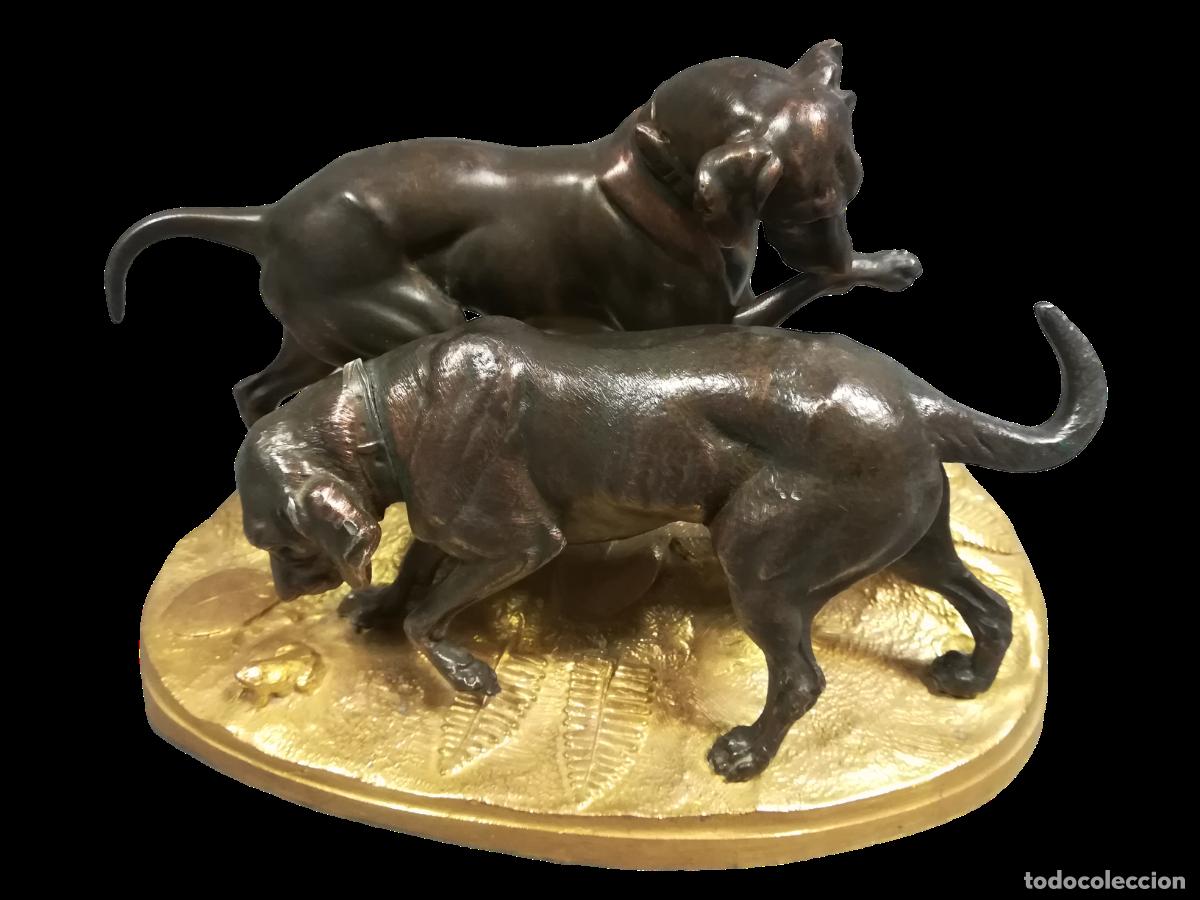 Arte: FIGURAS DE PERROS DE CAZA DE CALAMINA - Foto 1