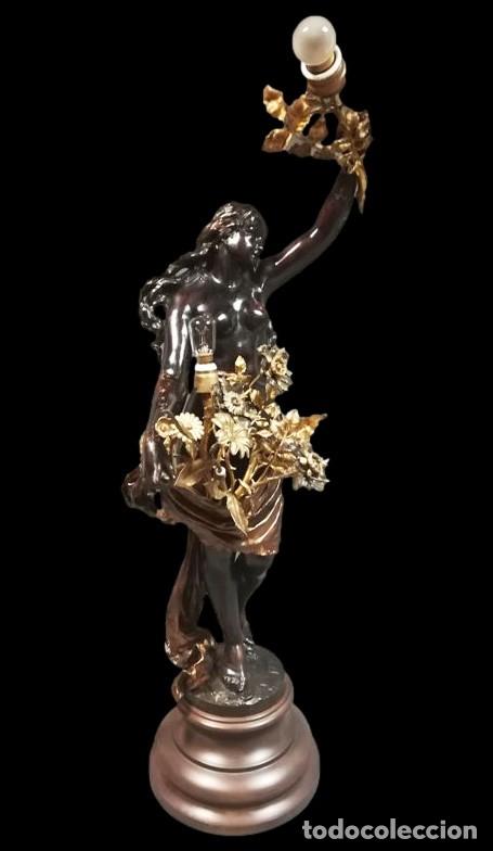 Art: ESCULTURA LAMPARA FIGURA MUJER DE CALAMINA