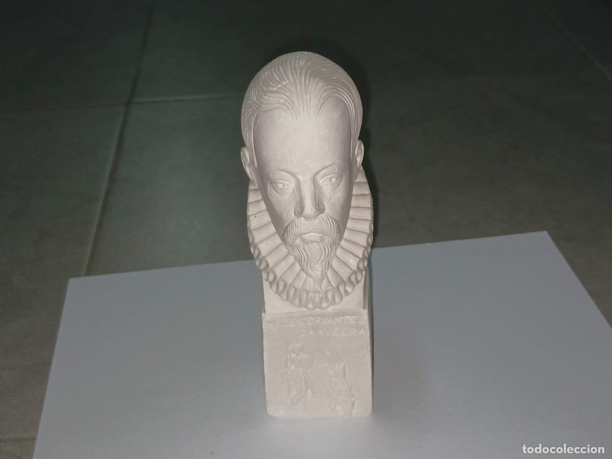 Art: Decoraci&oacute;n vintage. Busto Cervantes escayola-yeso, 19 cm de alto