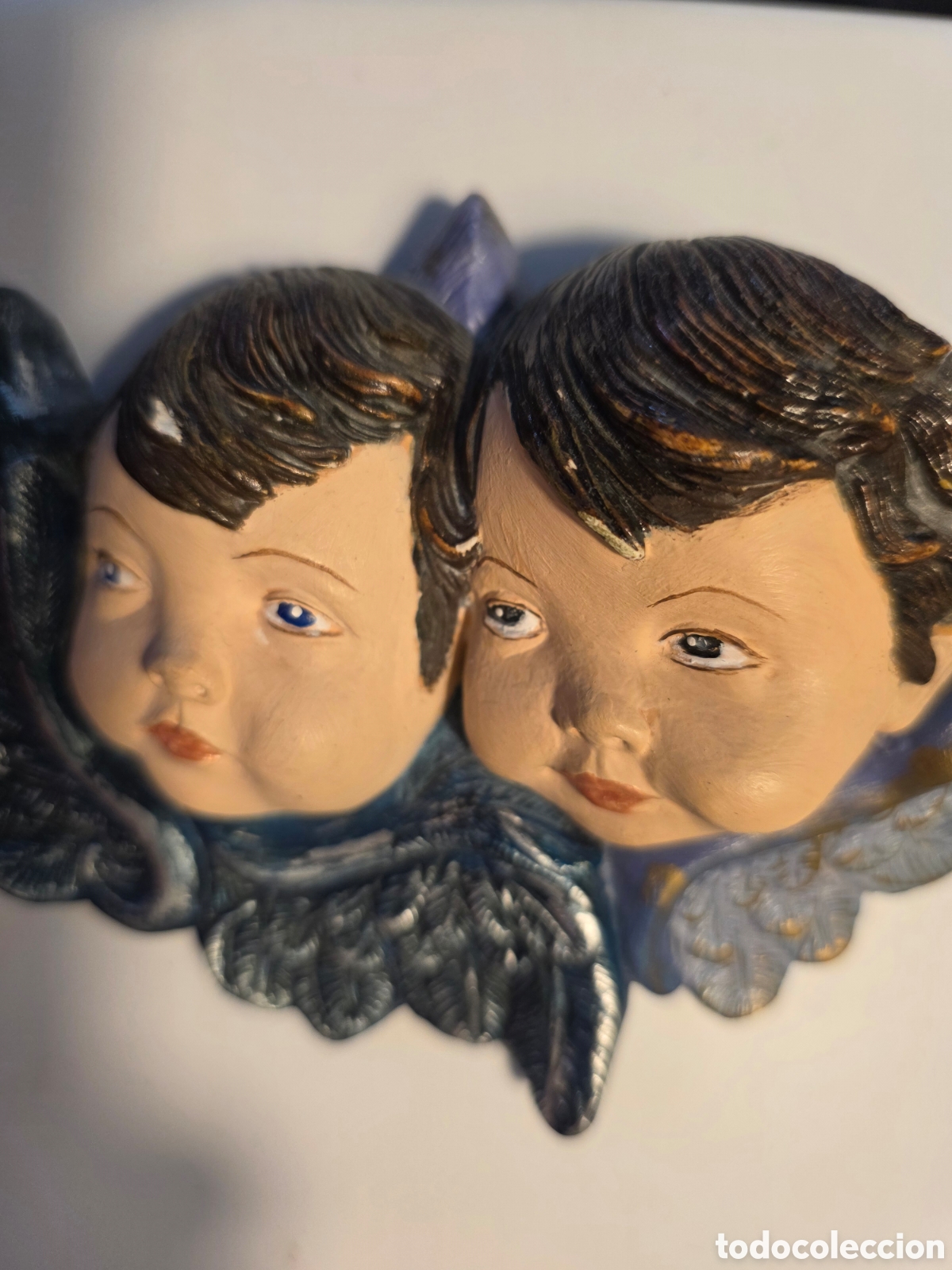 Kunst: ROSTROS DE ANGELITOS. ESCAYOLA PINTADA A MANO