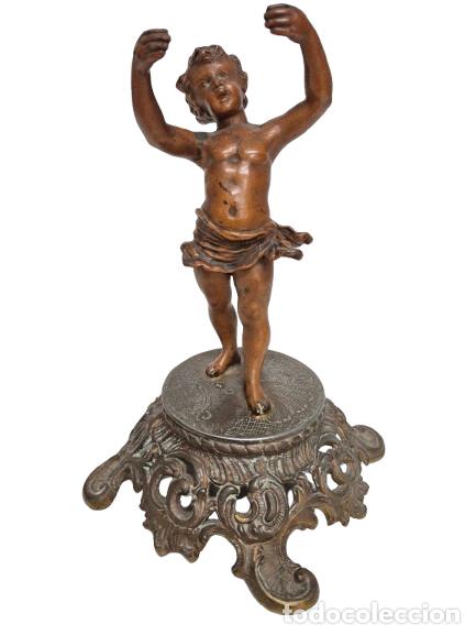Arte: Antigua Figura Querub&iacute;n, Putto - Escultura de Calamina Art Nouveau, Modernista - S.XIX