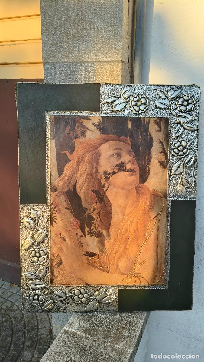 Arte: Reproduction d'art Sandro Botticelli 1482 cadre bois orn&eacute;e d argent repouss&eacute;