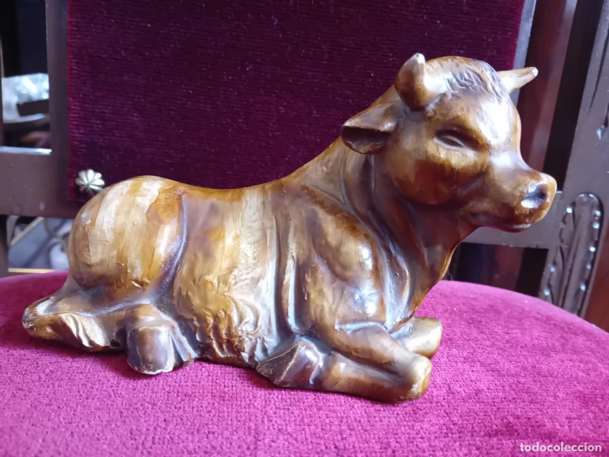 Arte: Toro o buey de yeso d&eacute;cada de los 70/80 - Foto 1
