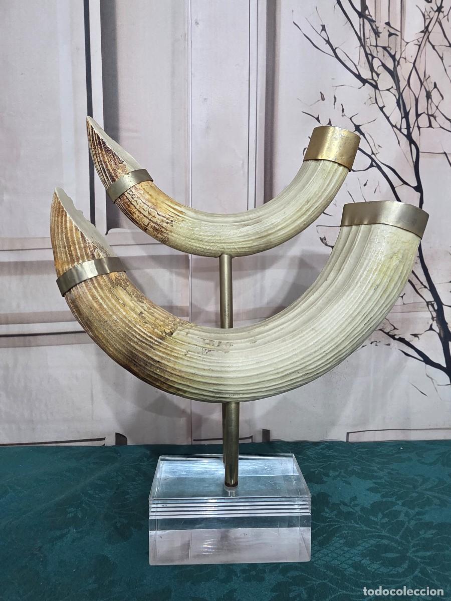 Arte: Escultura decorativa presenta dos colmillos curvados