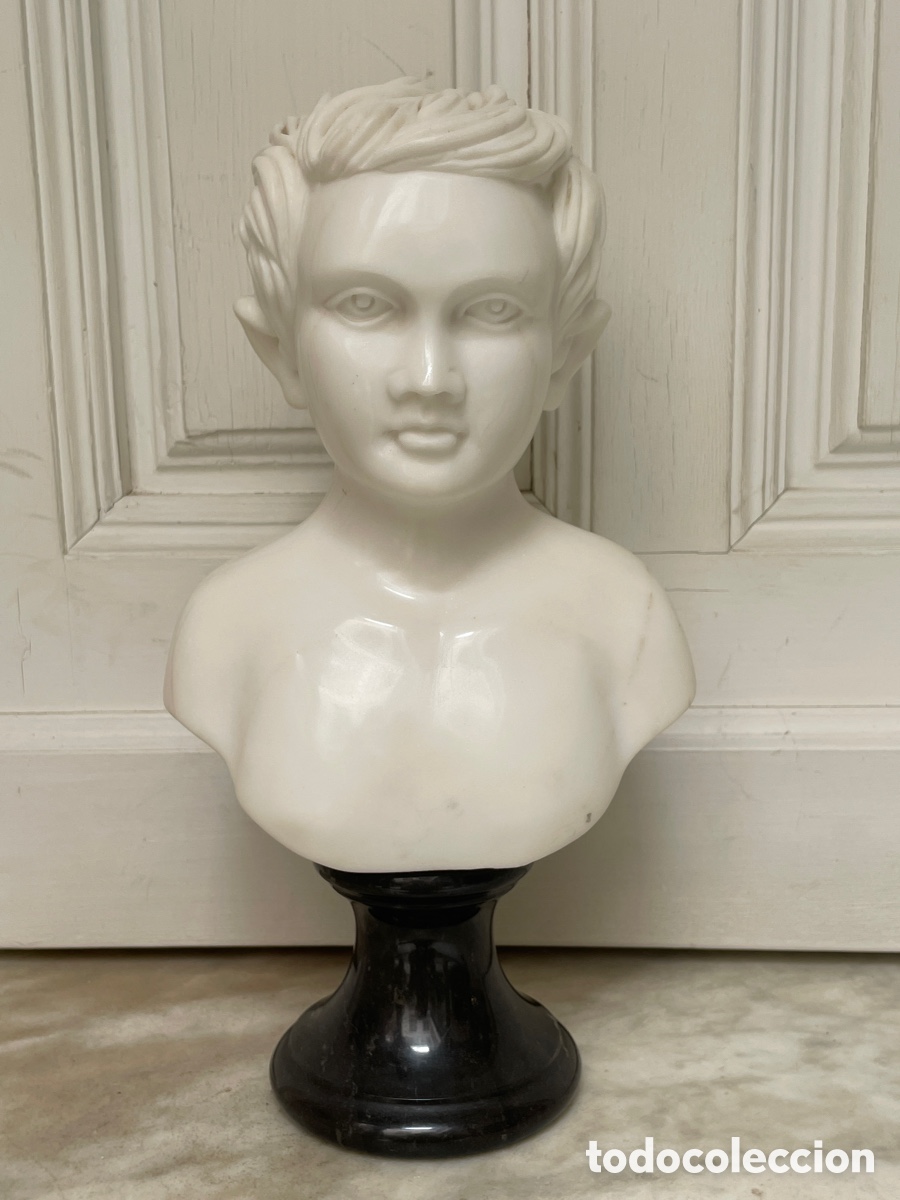 Arte: Busto de m&aacute;rmol siglo XX tallado a mano