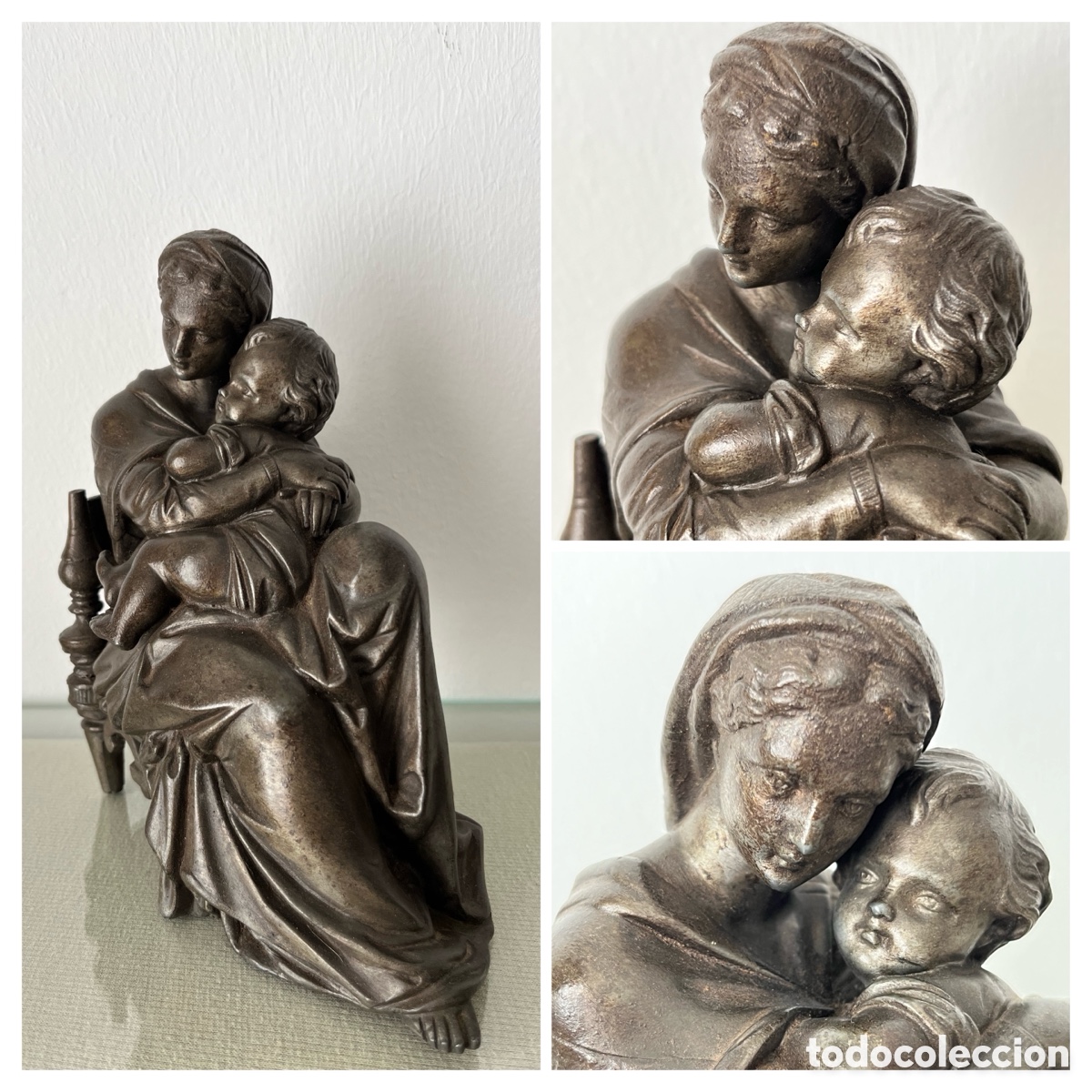 Arte: Antigua escultura de metal - Maternidad
