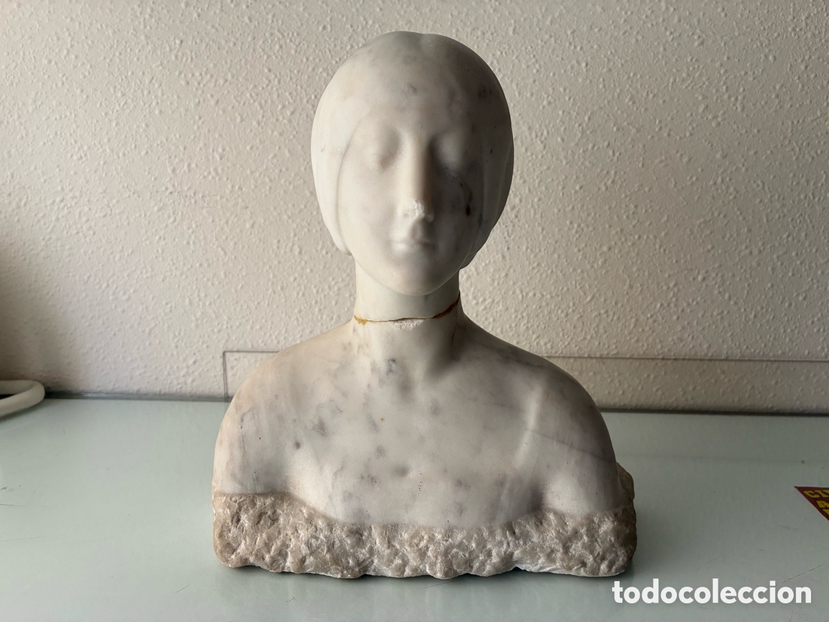Arte: BUSTO M&Aacute;RMOL mujer estilo noucentista catal&aacute;n. Escultura antigua