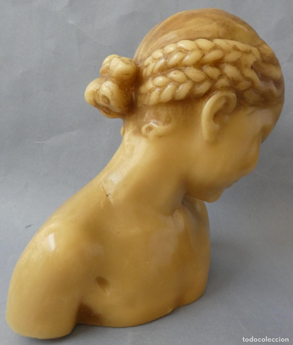 Arte: ANTIGUO BUSTO DE NI&Ntilde;A EN CERA S.XIX