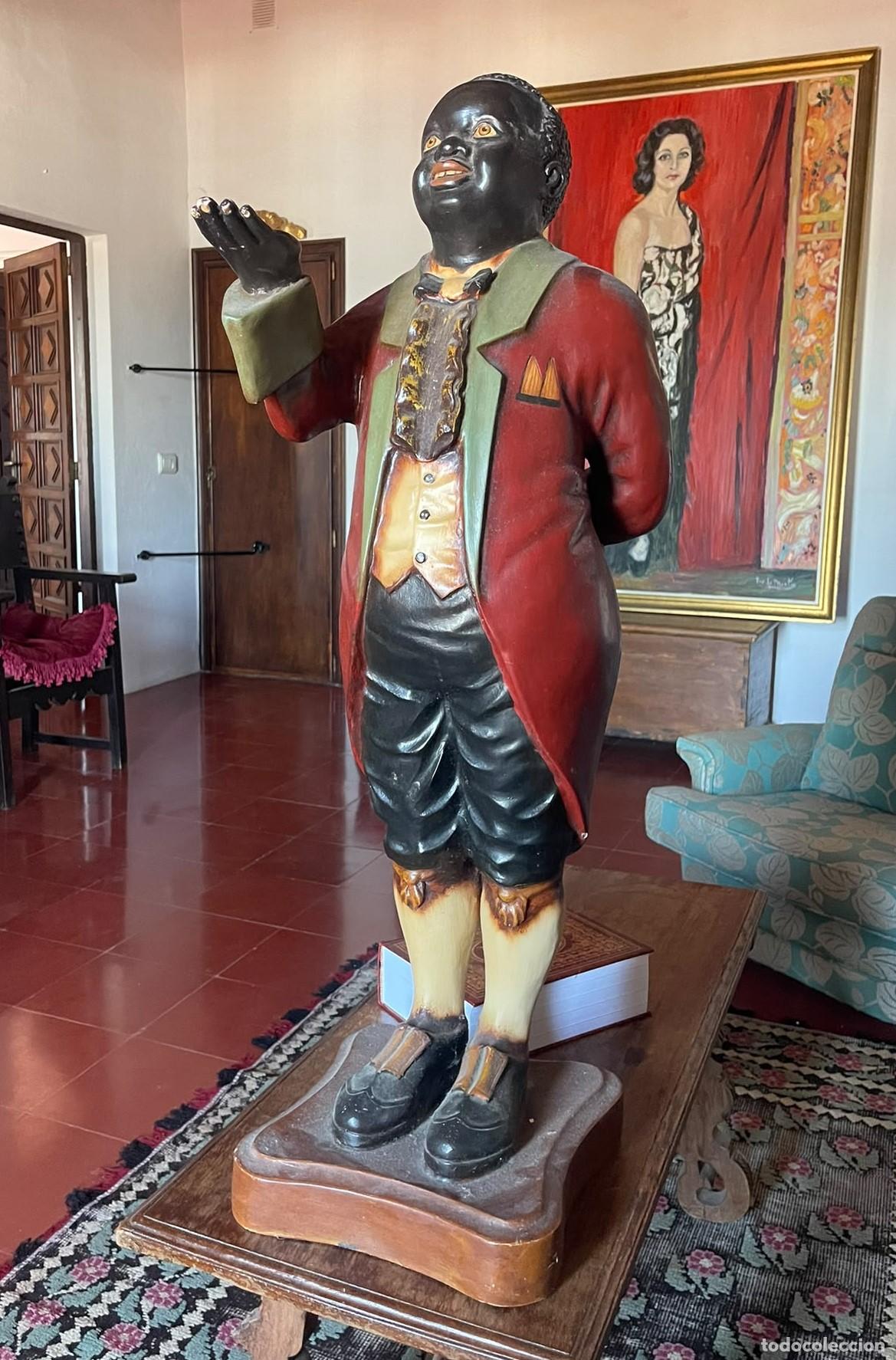 Arte: FIGURA DE MAYORDOMO O CAMARERO DE ESTILO MINSTREL. ESTUCO POLICROMADO. PRIMERA MITAD DEL SIGLO XX.