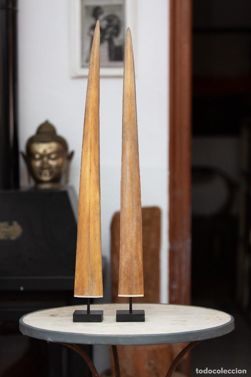 Arte: Pareja Rostrum Pez Espada con Pedestales (Indonesia)