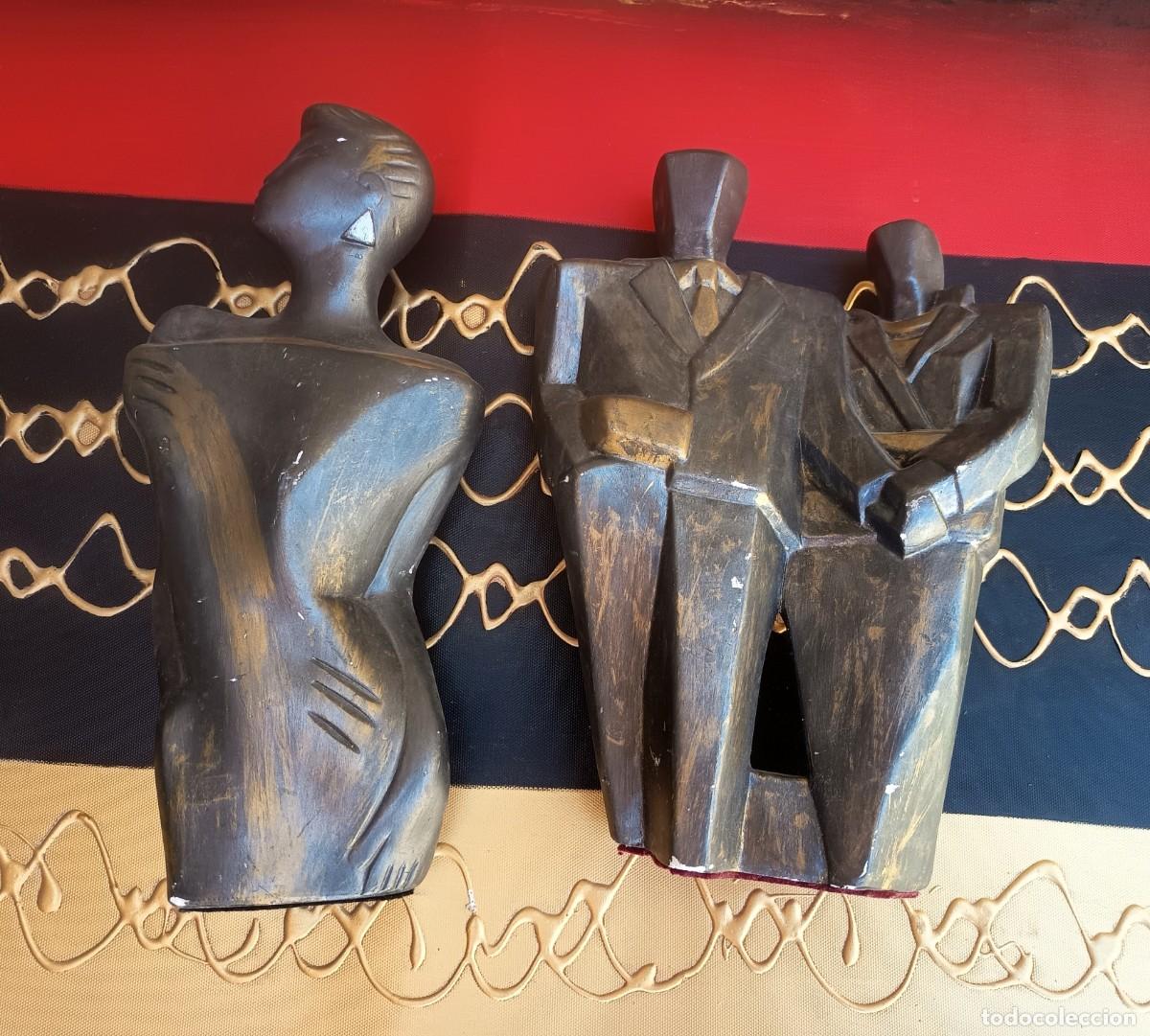 Arte: Lote de 2 peque&ntilde;as esculturas estilo brutalista Hans Kuyper, estuco o s&iacute;mil