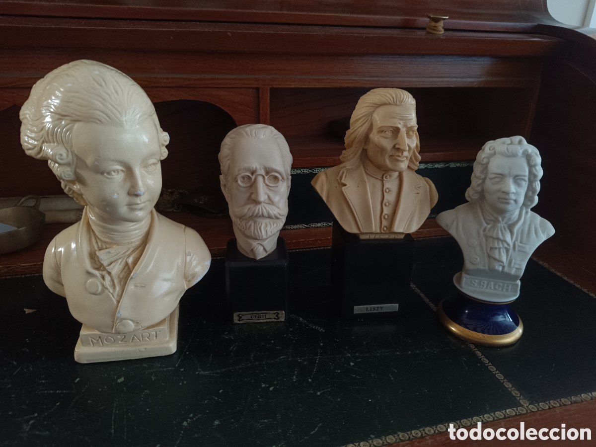 Arte: LOTE 4 BUSTOS M&Uacute;SICOS MOZART, CHAP&Iacute;, LISZT BACH. COMPOSITORES DECORACI&Oacute;N MUSICAL