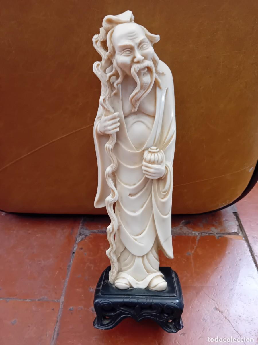 Arte: Shoulao Dios chino de la longevidad realizado en marfilina d&eacute;cada de los 50/60