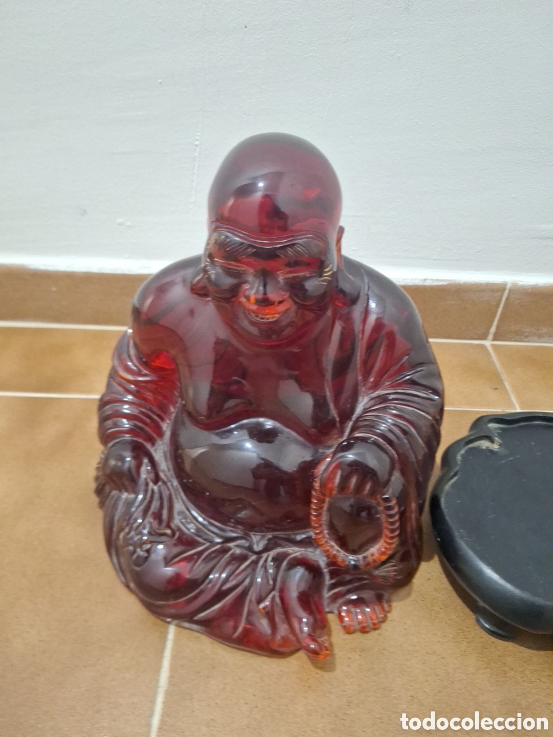 Arte: Escultura buda con peana de madera - Foto 5