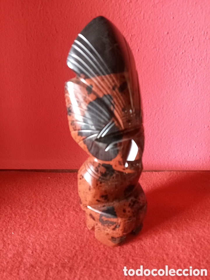 Arte: FIGURA AZTECA DE OBSIDIANA MARRON Y NEGRA - Foto 2
