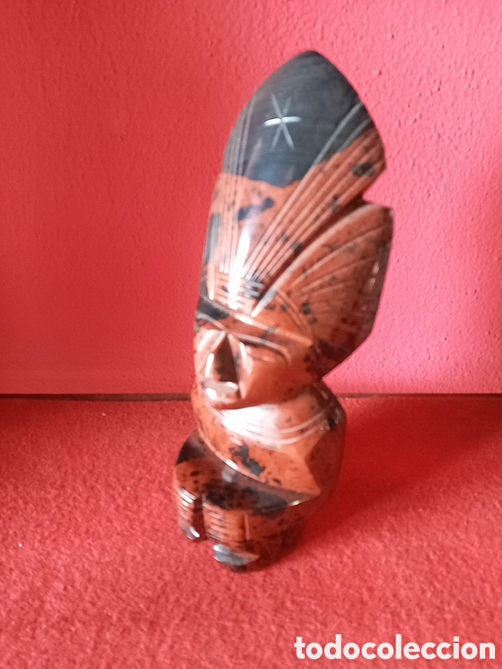 Arte: FIGURA AZTECA DE OBSIDIANA MARRON Y NEGRA - Foto 3