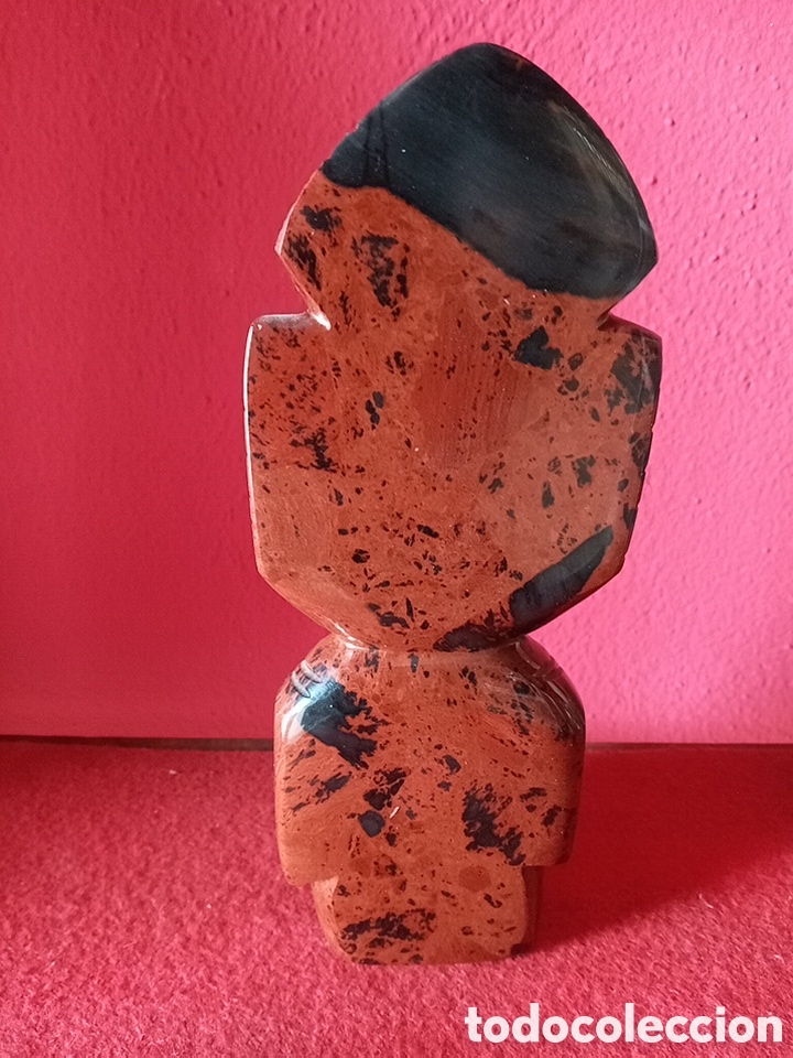 Arte: FIGURA AZTECA DE OBSIDIANA MARRON Y NEGRA - Foto 4