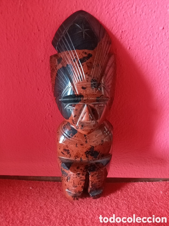Arte: FIGURA AZTECA DE OBSIDIANA MARRON Y NEGRA - Foto 5
