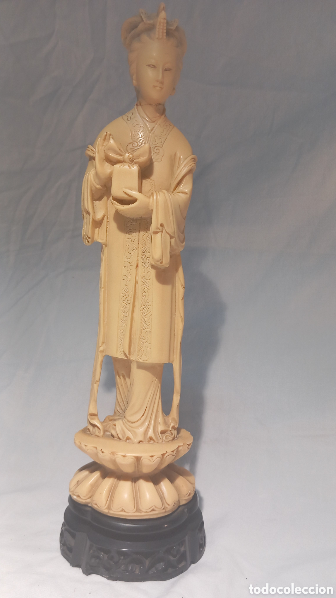 Arte: Antigua Figura Oriental De Marfilina J. Feliu (JF) - 34 Cm / 835 G - Sello En Base1
