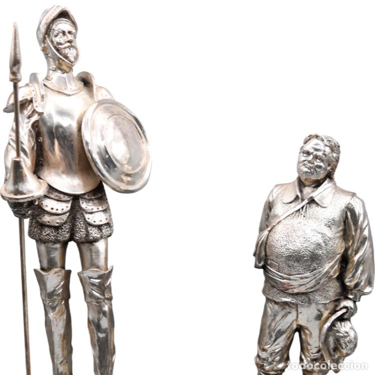 Arte: Escultura - Don Quijote y Sancho - Gran tama&ntilde;o - 43 cm