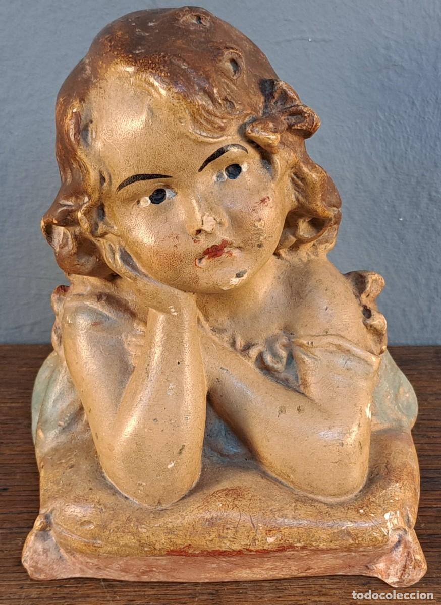 Arte: Busto infantil en escayola policromada&ndash; finales siglo XIX