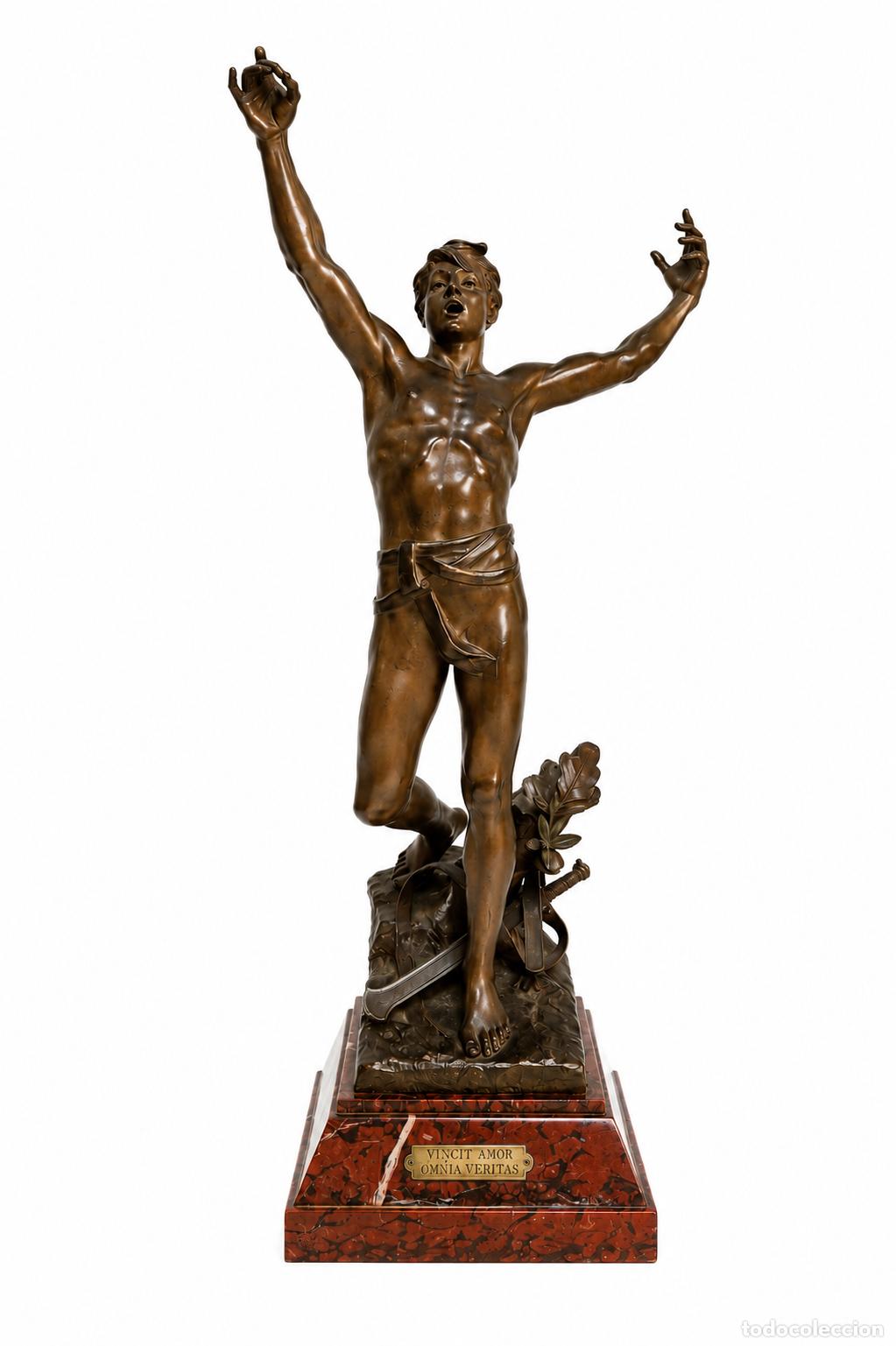 Arte: Escultura (Vox Pacis), El Grito de la Paz, 1894 - George Bareau (1866-1931) - Calamina Patinada