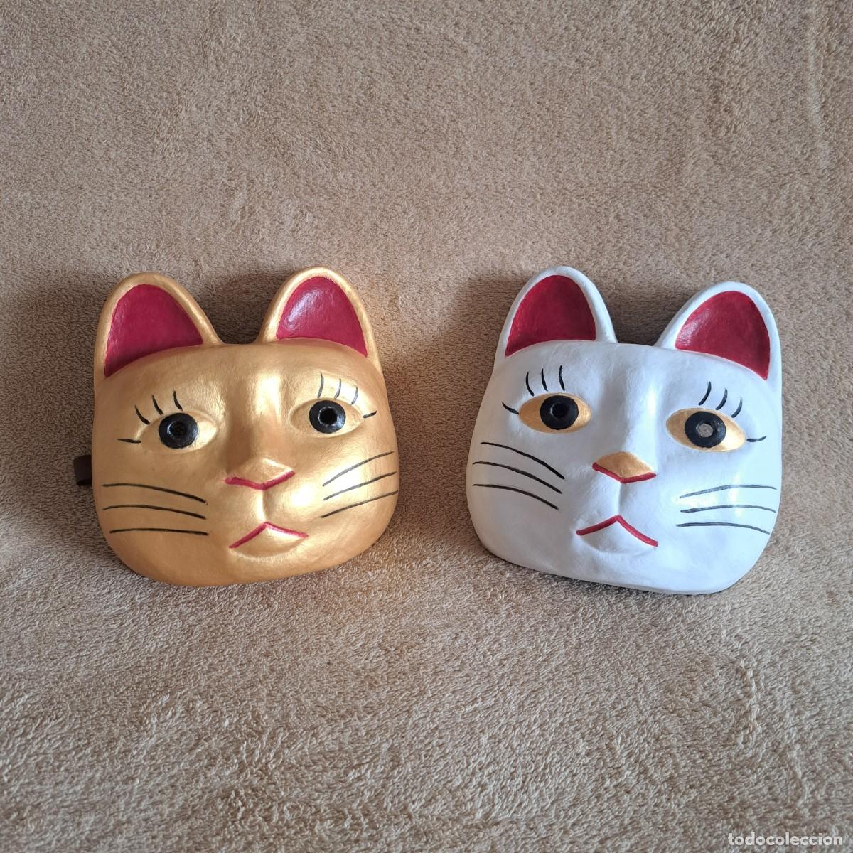 Arte: Pareja M&aacute;scaras Gato de la Suerte - Artesanal Cartapesta