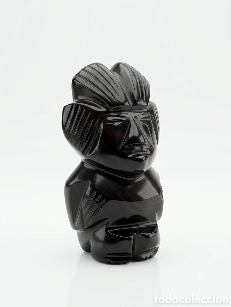 Arte: Figura obsidiana negra &iacute;dolo azteca mexicano