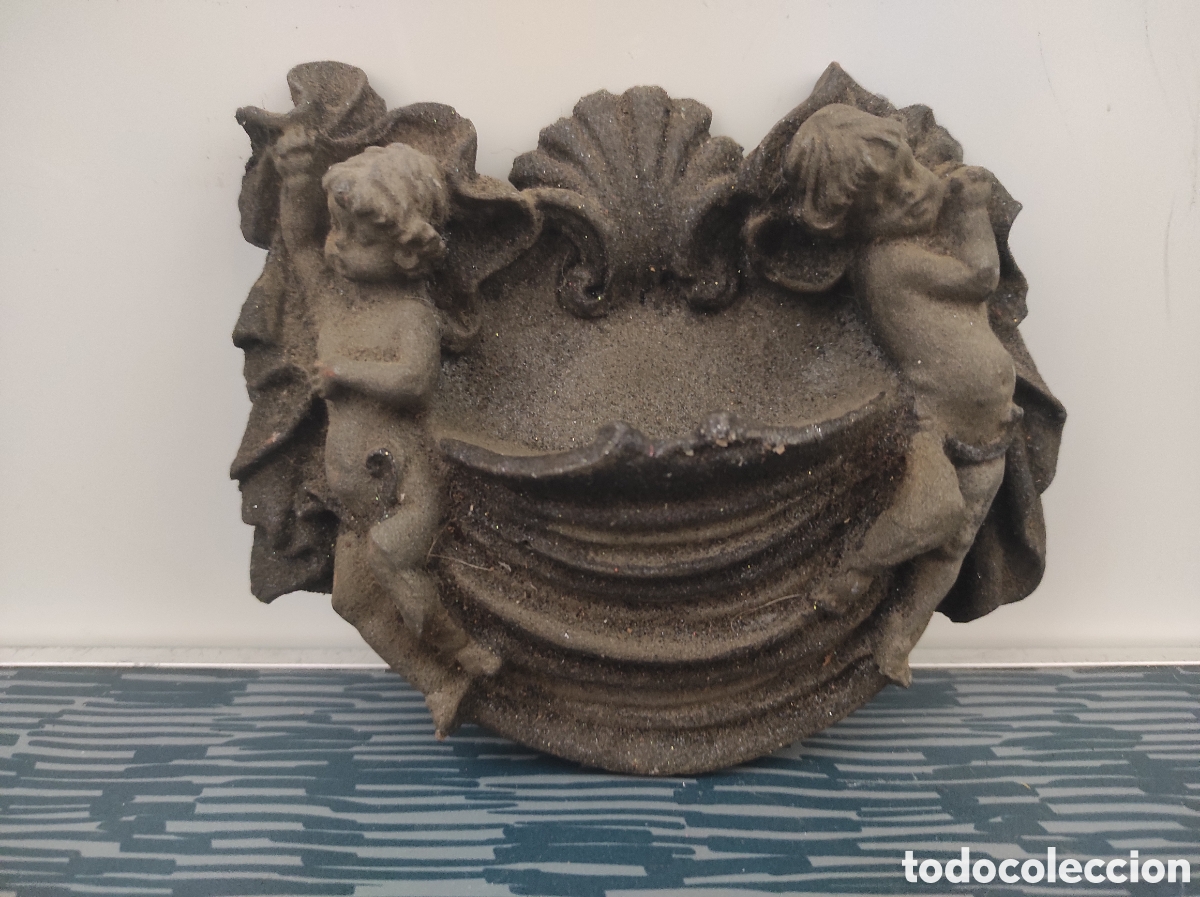 Arte: Pila de agua bendita o benditera de pared dise&ntilde;o &aacute;ngeles cupidos