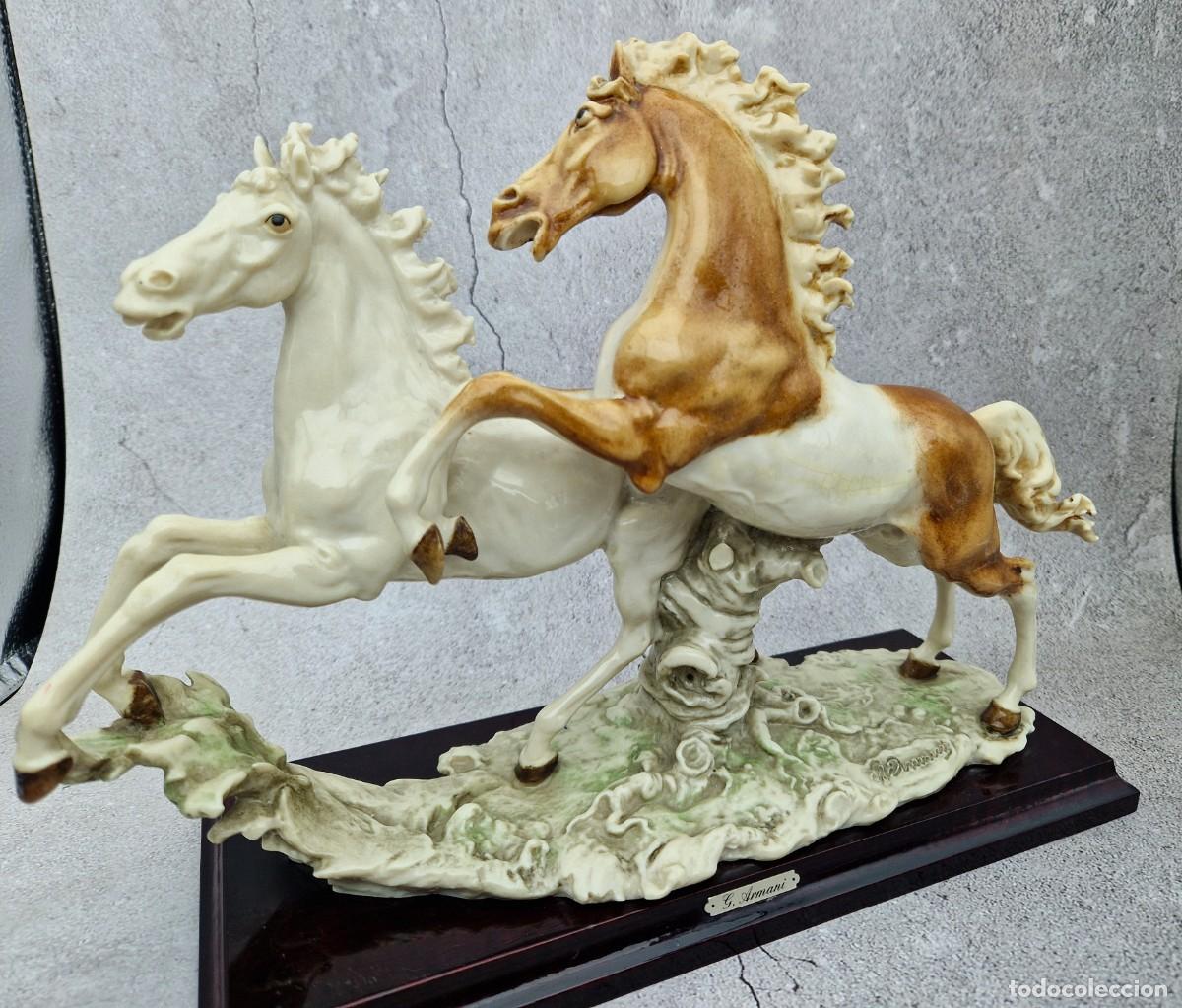 Arte: Giuseppe Armani Capodimonte &ndash; Escultura de caballos &ndash; Italia &ndash; A&ntilde;os 1980