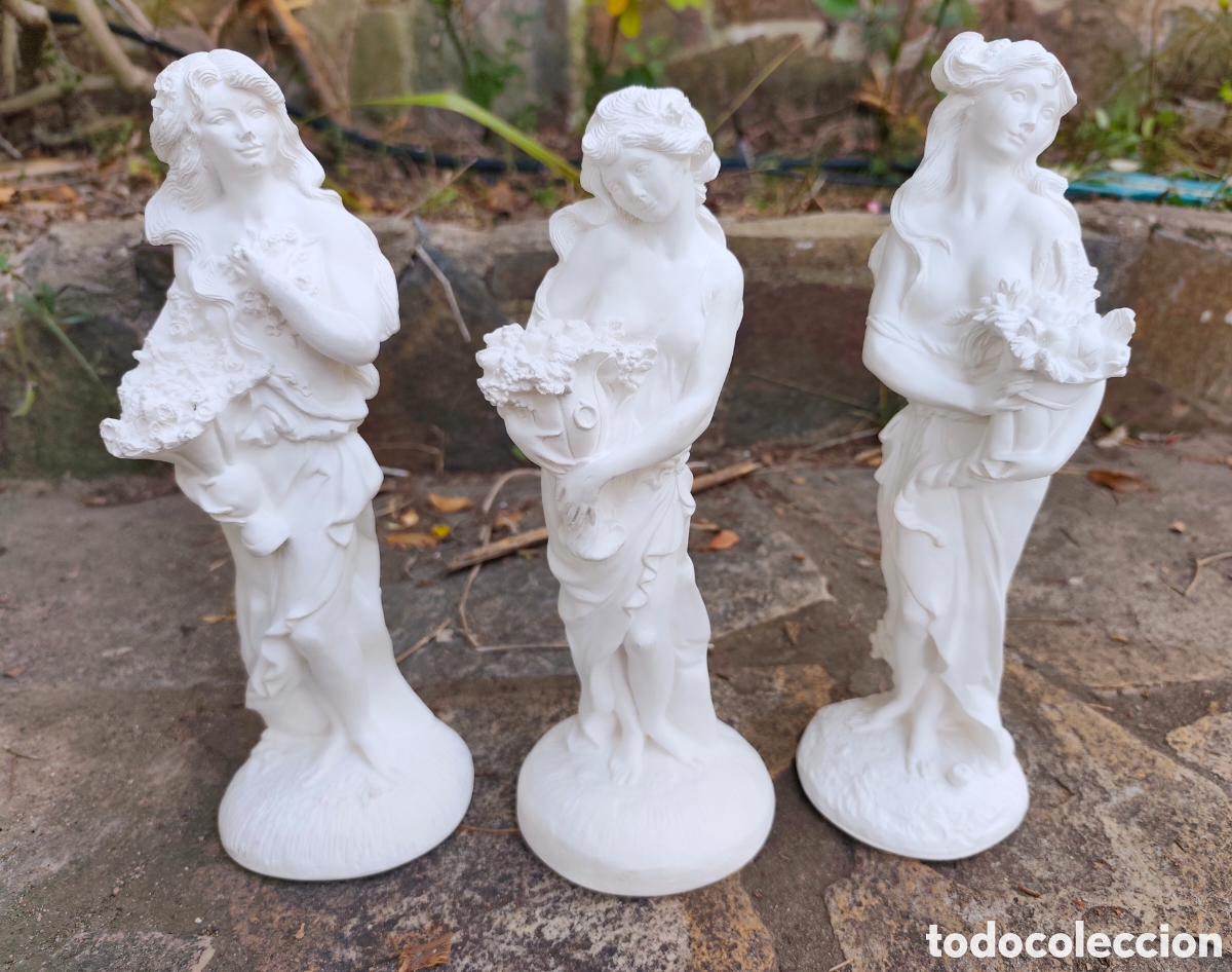 Arte: 3 figuras Musas en escayola. Unos 25 cm. Muy bonitas
