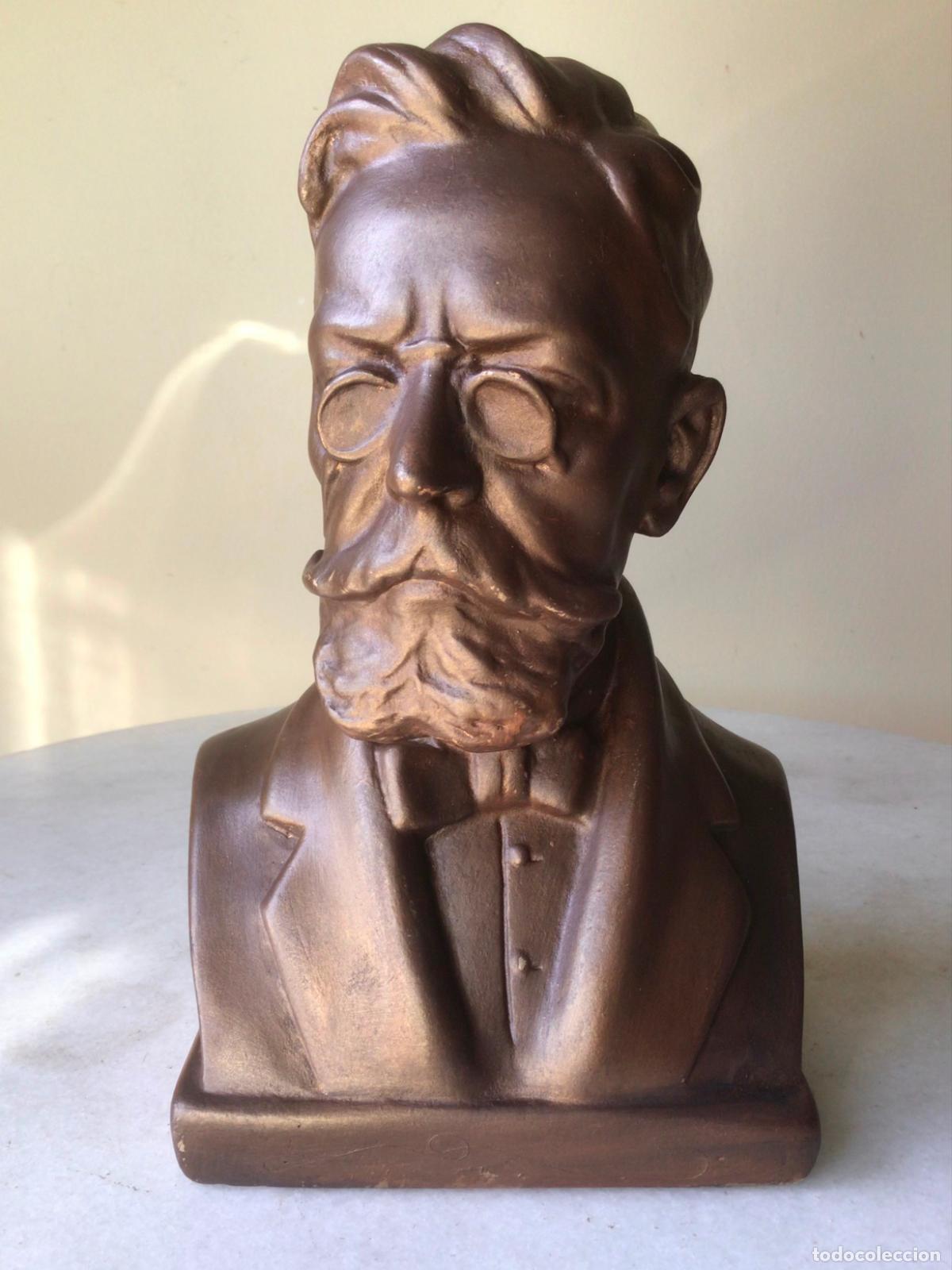 Arte: ANTIGUO BUSTO FINAL SIGLO XIX , ESTUCO HUECO PATINADO EN BRONCE