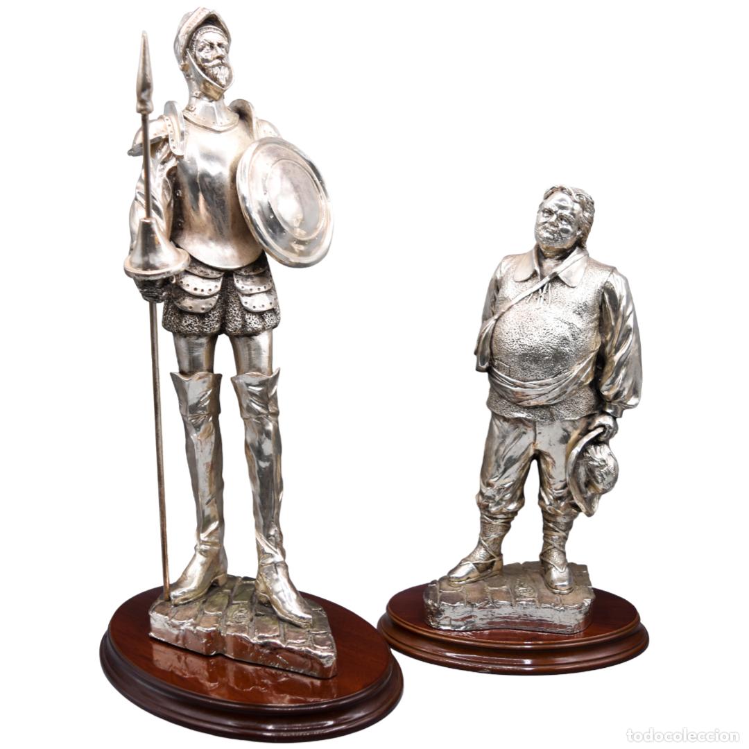 Arte: Escultura - Don Quijote y Sancho - Gran tama&ntilde;o - 43 cm