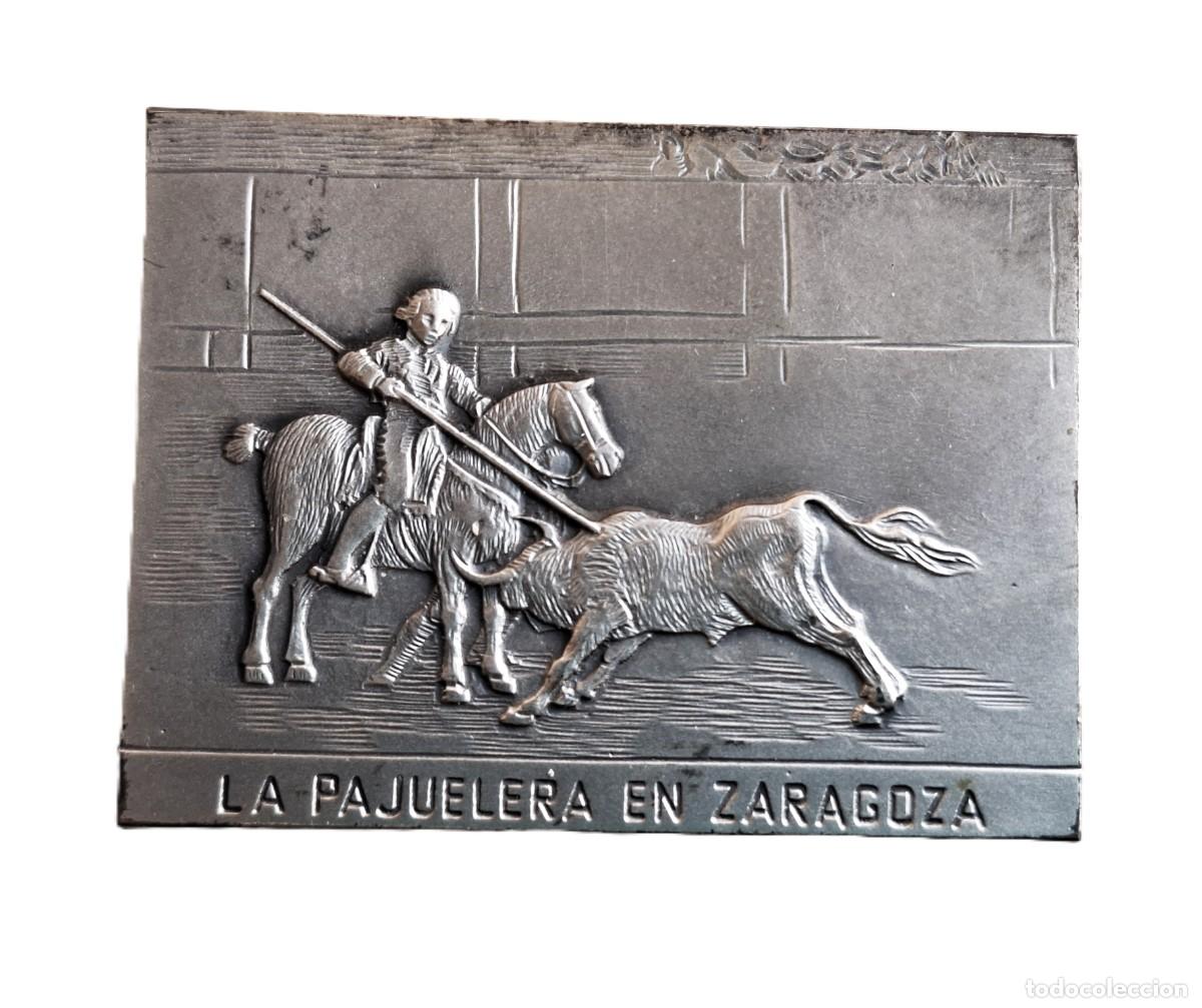 Arte: TAUROMAMAQUIA DE GOYA - PLACA 62.45.GRAMOS - 6X4.5.CM (ALEACION PLATA,ZINC Y OTROS METALES)