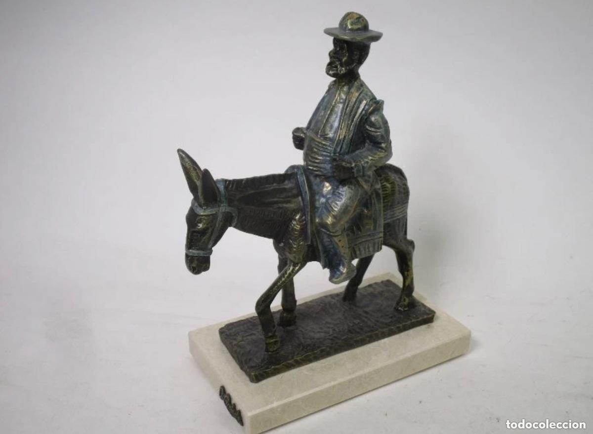 Arte: Sancho Panza sobre su burro &ndash; Escultura firmada &Aacute;ngeles Anglada | Base de m&aacute;rmol
