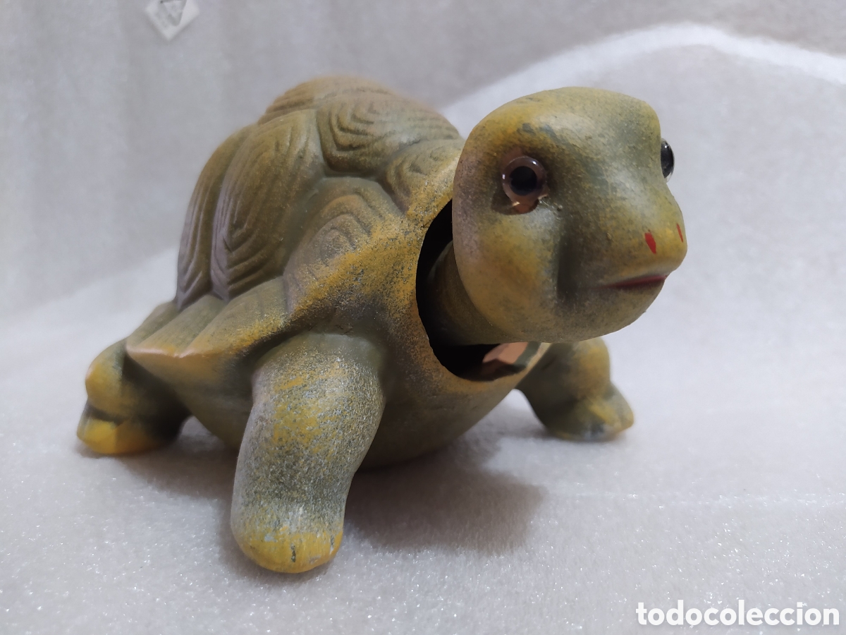 Arte: Figura Tortuga Vintage A&ntilde;os 80 - Fibra de Vidrio, Cabeza Oscilante y Ojos de Cristal