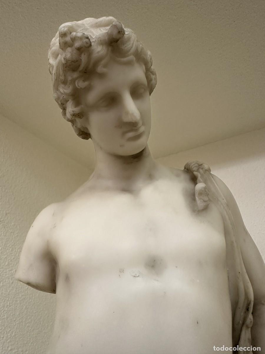 Arte: Antigua figura de Adonis con peana de madera - Foto 6