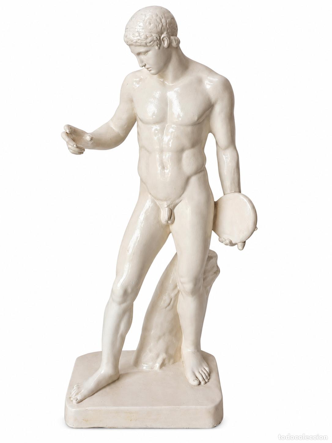 Art: Decorativa Escultura, Disc&oacute;foro de Policleto - Escayola Esmaltada - Altura 110 cm