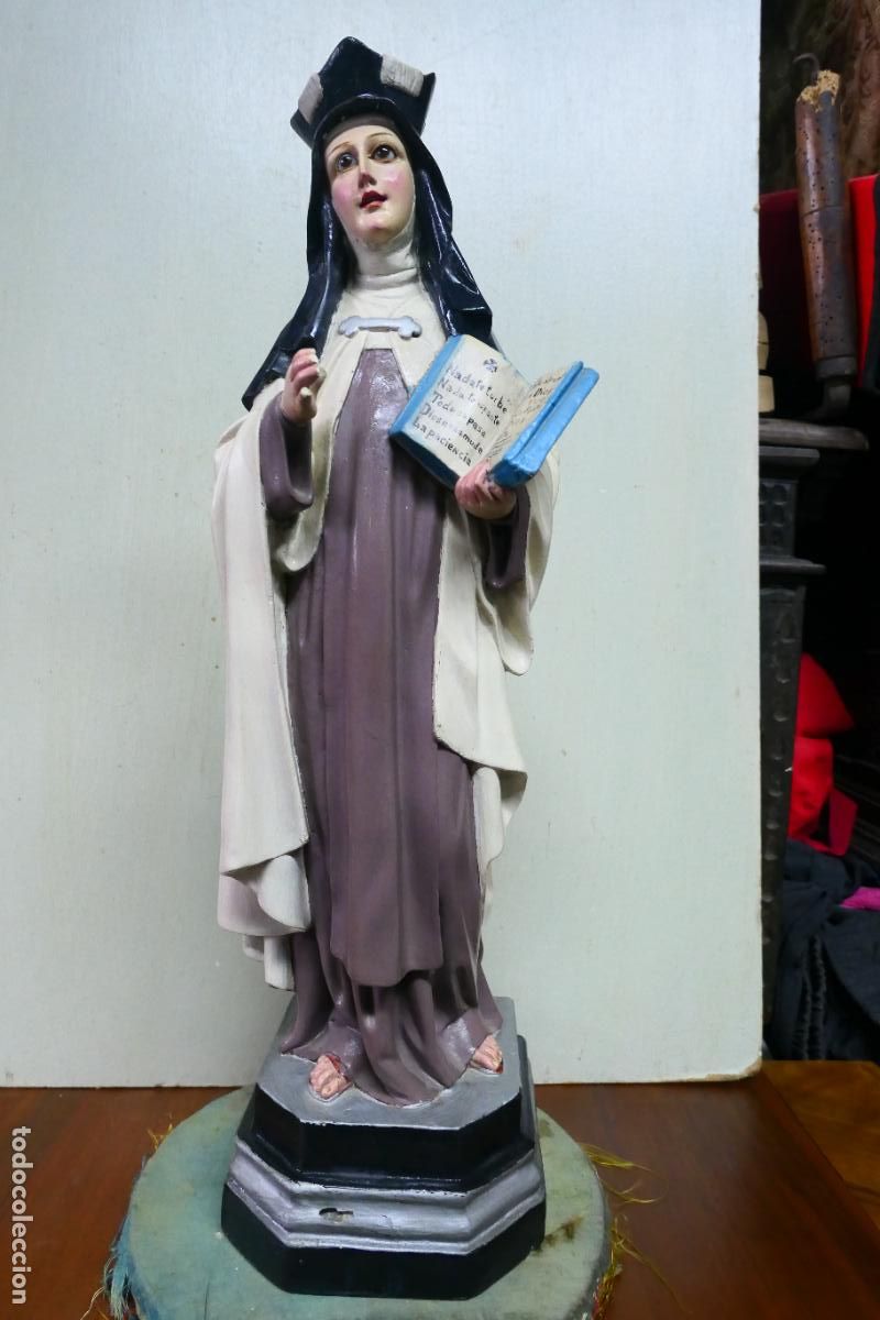 Arte: Imagen religiosa. Santa Teresa de Jes&uacute;s. Estuco tipo Olot
