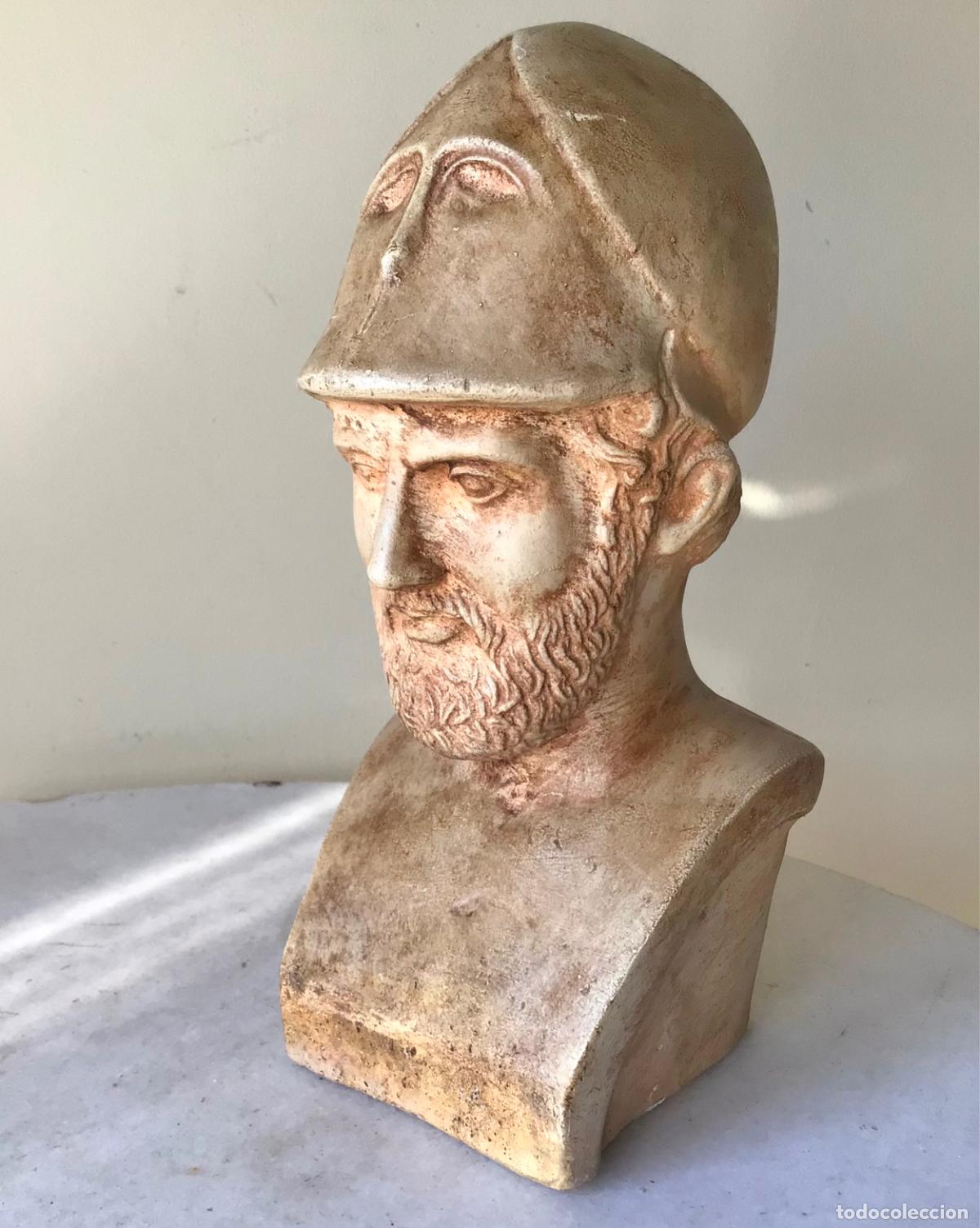 Art: ANTIGUO BUSTO CLASICO GRIEGO EN ESTUCO -TALLER DE ARTISTA -