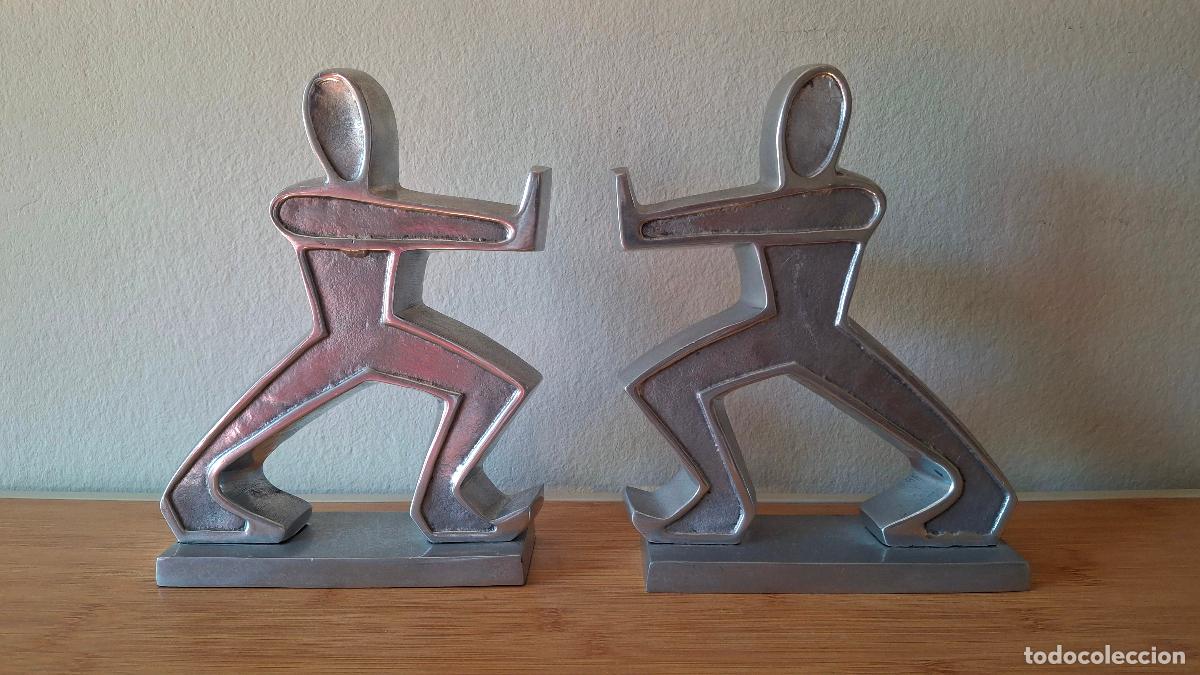 Arte: PAREJA DE SUJETALIBROS ALUMINIO TIPO OSVALDO CAVANDOLI