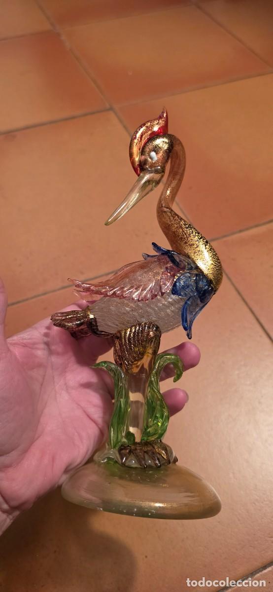 Arte: Preciosa garza cristal murano oro